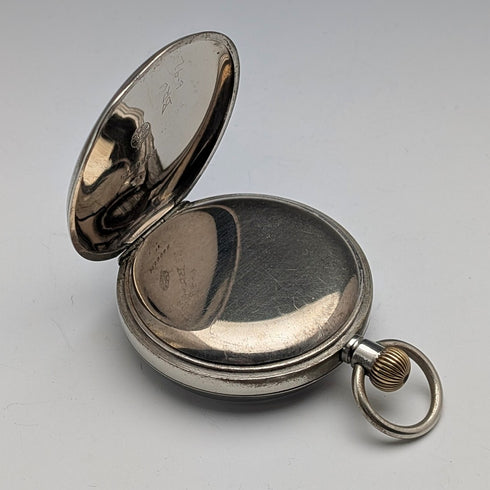 Antique Omega pocket watch from around 1920, diameter 53mm, railroad watch, alloy case, in good working order